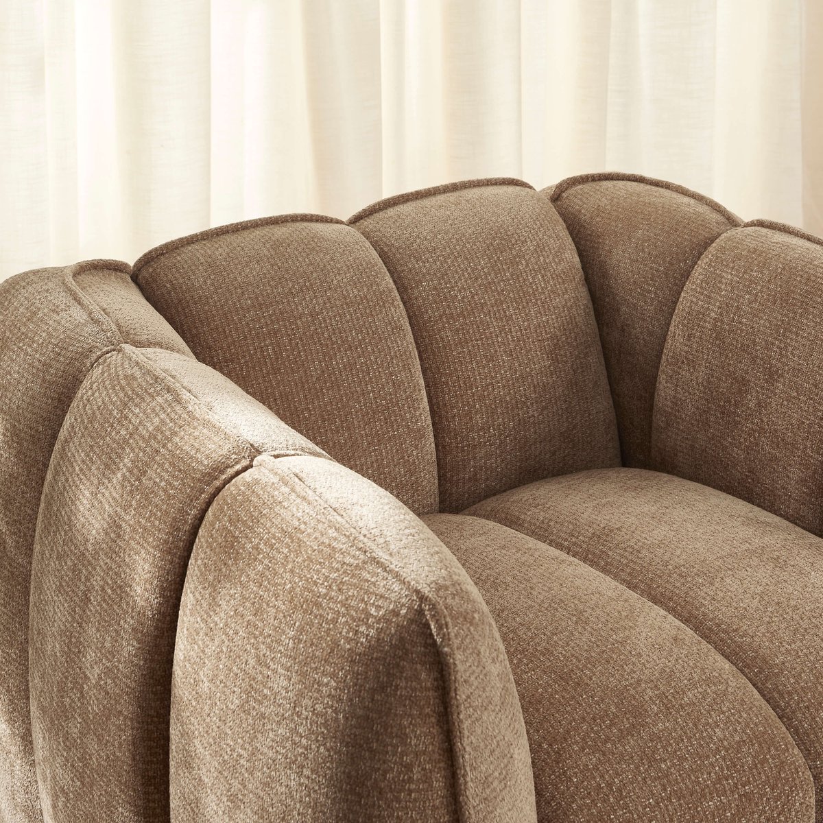 Fauteuil 1 place en tissu MATILDA marron, SORELH