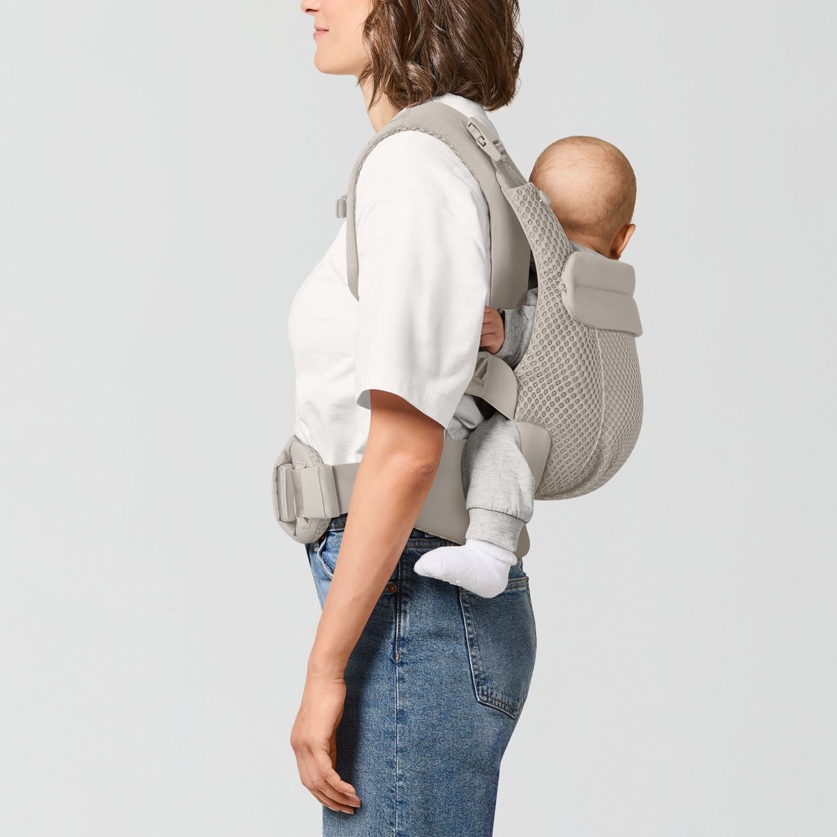 Porte-bébé ergonomique Amya évolutif bébé respirant gris dune grey, CYBEX