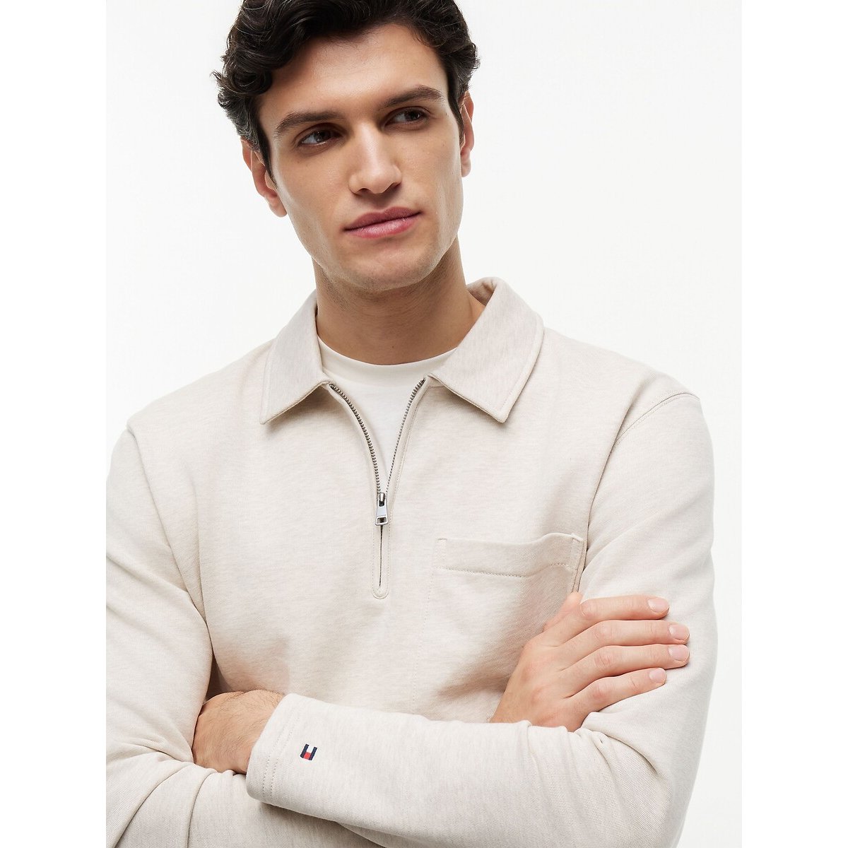 Sweat demi-zippé Essential avoine, TOMMY HILFIGER