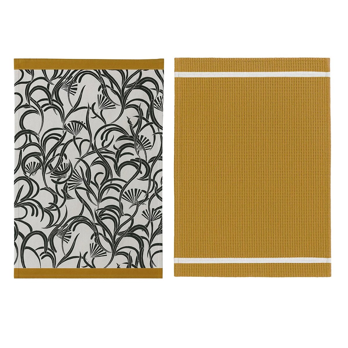 Lot de 2 torchons Cuisine chic marron, EDEN