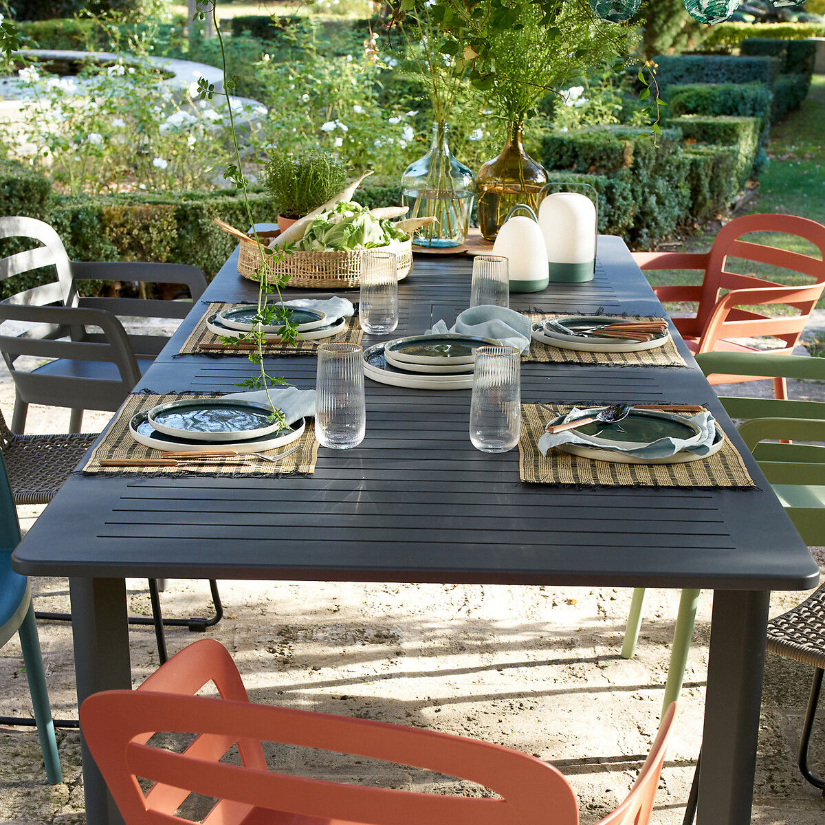 Lote de 4 manteles individuales con flecos, TYPHIA natural/negro, LA REDOUTE INTERIEURS