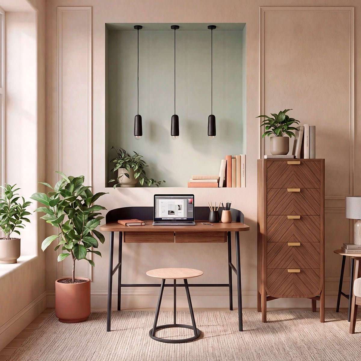 Bureau en chêne teinté et métal coloré, VICTOR noir, HARTO