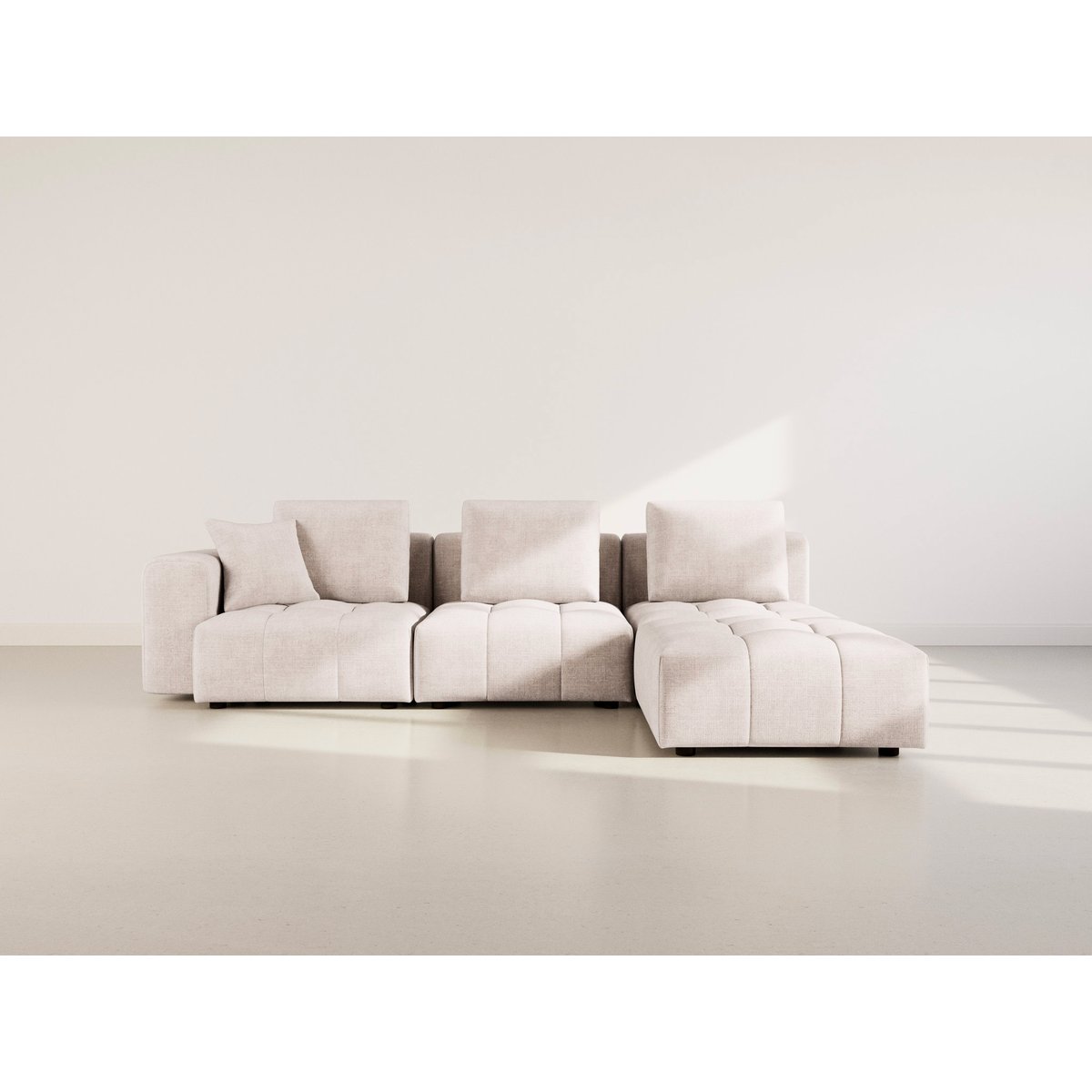 Canapé modulable d'angle velours texturé, COLETTE beige, BEST MOBILIER