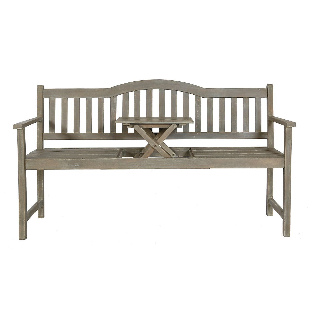 Antique Grey Acacia Wood Bench with Pop Up Table grey , SO'HOME