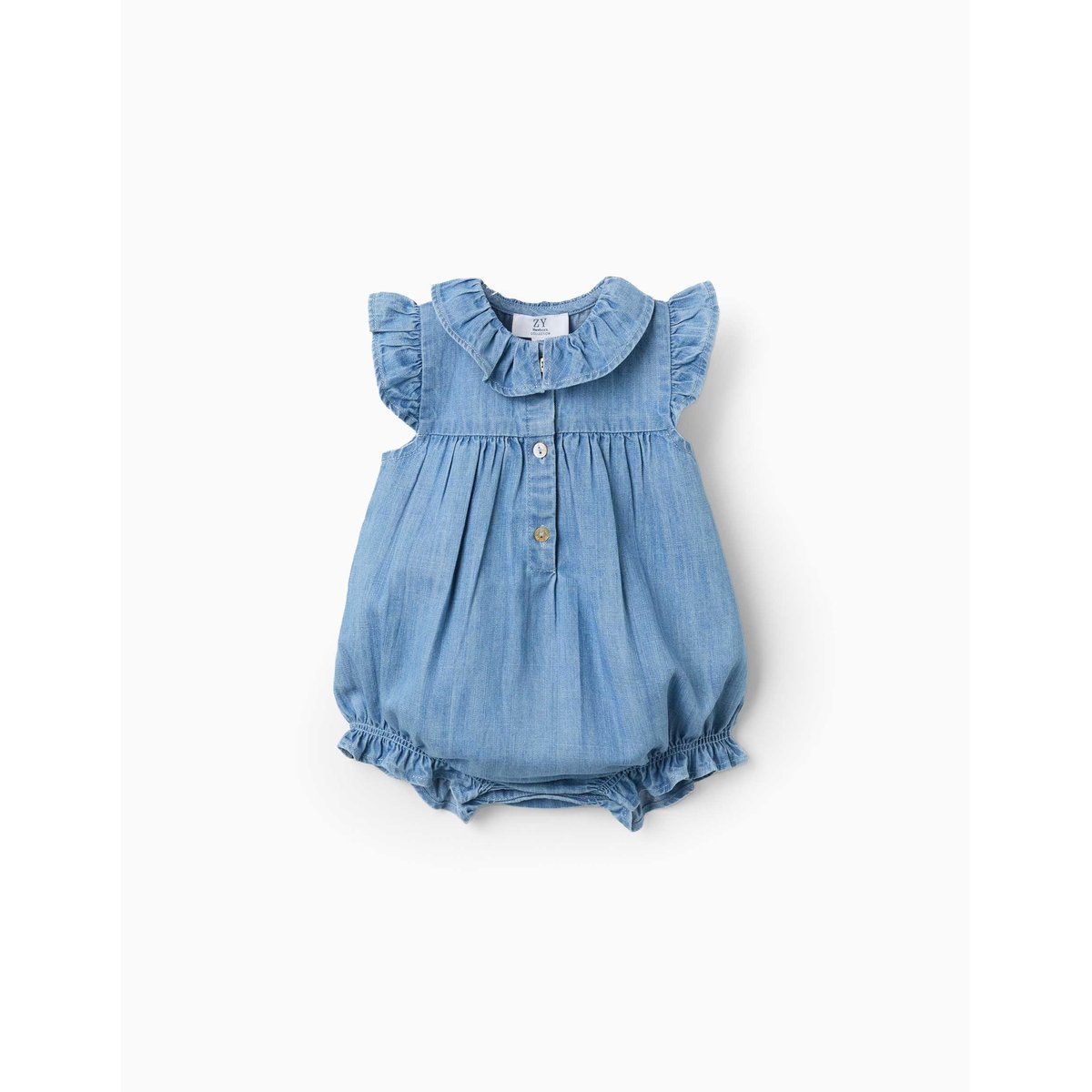 Barboteuse sans manches en jean avec volants bleu, ZIPPY