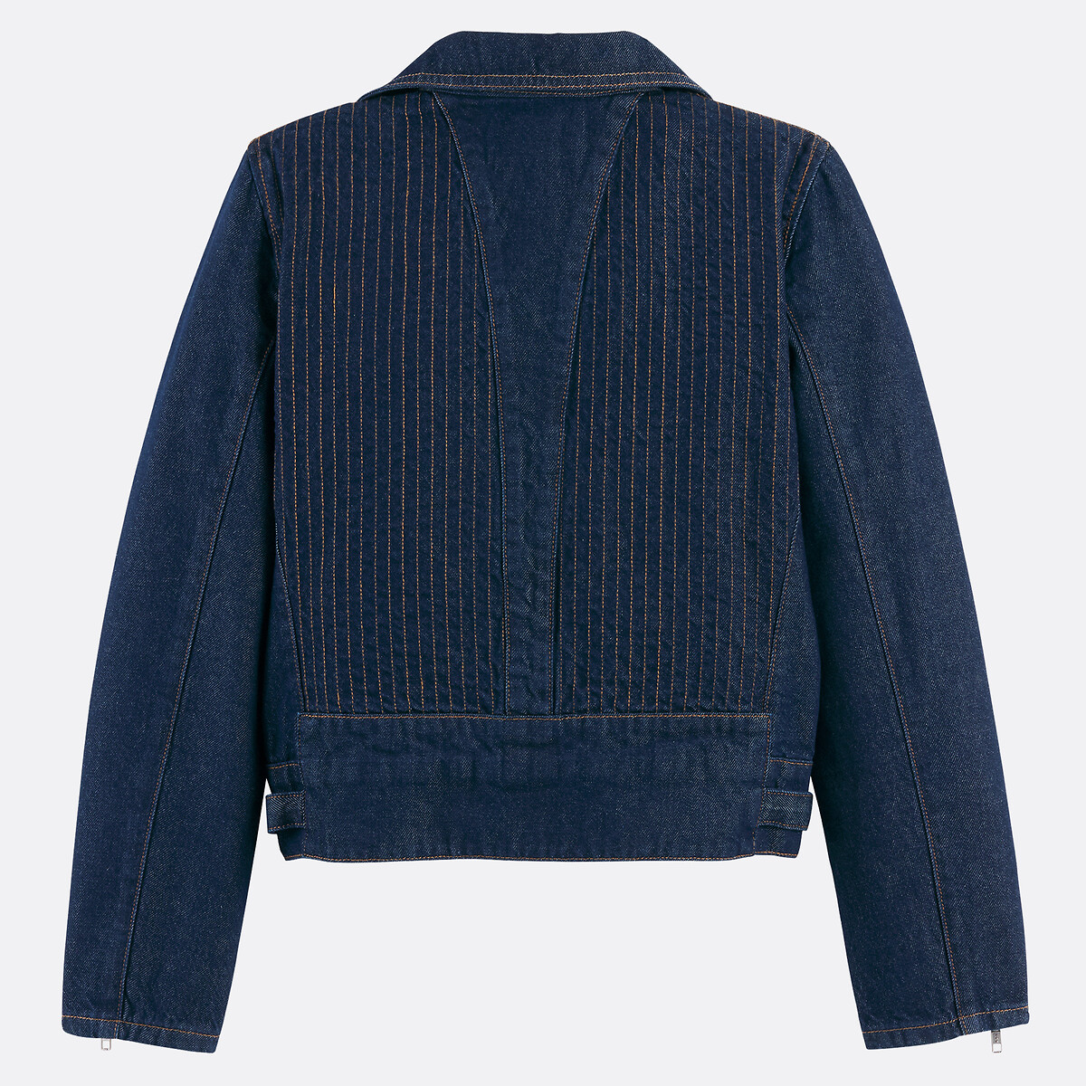 Short Biker Style Denim Jacket untreated blue, La Redoute Collections x Dawei