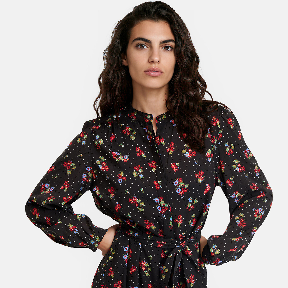 Abito lungo con stampa a fiori e maniche lunghe fantasia fiori, LA REDOUTE COLLECTIONS