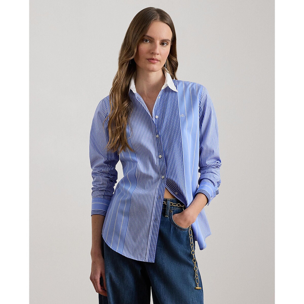 Chemise rayée manches longues rayé bleu/blanc, LAUREN RALPH LAUREN