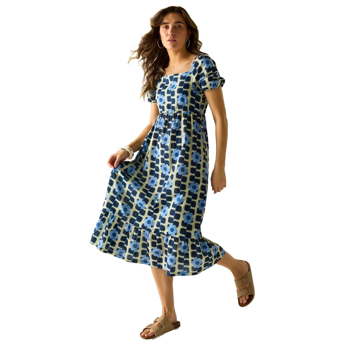 Robe d'été mi-longue motif/style fleur géante ORLA KIELY bleu, REGATTA
