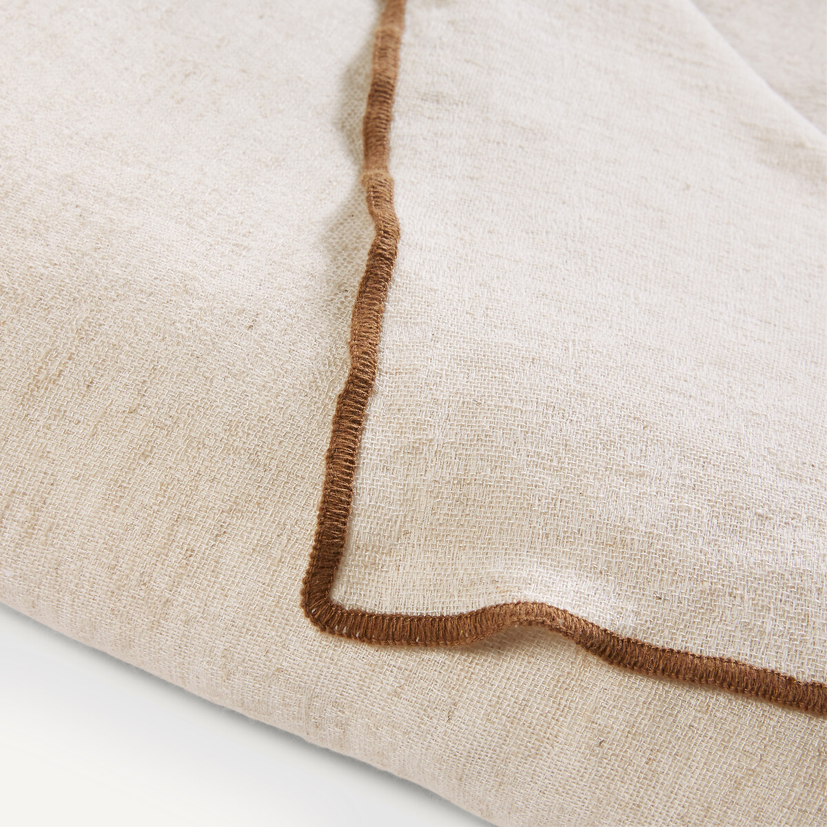 Plaid coton/lin/viscose Mathildi ecru/naturel/caramel, AM.PM