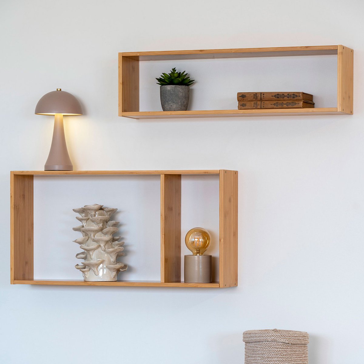 Etagère mural en bambou L70cm- EMBER bois clair, HOUSE NORDIC