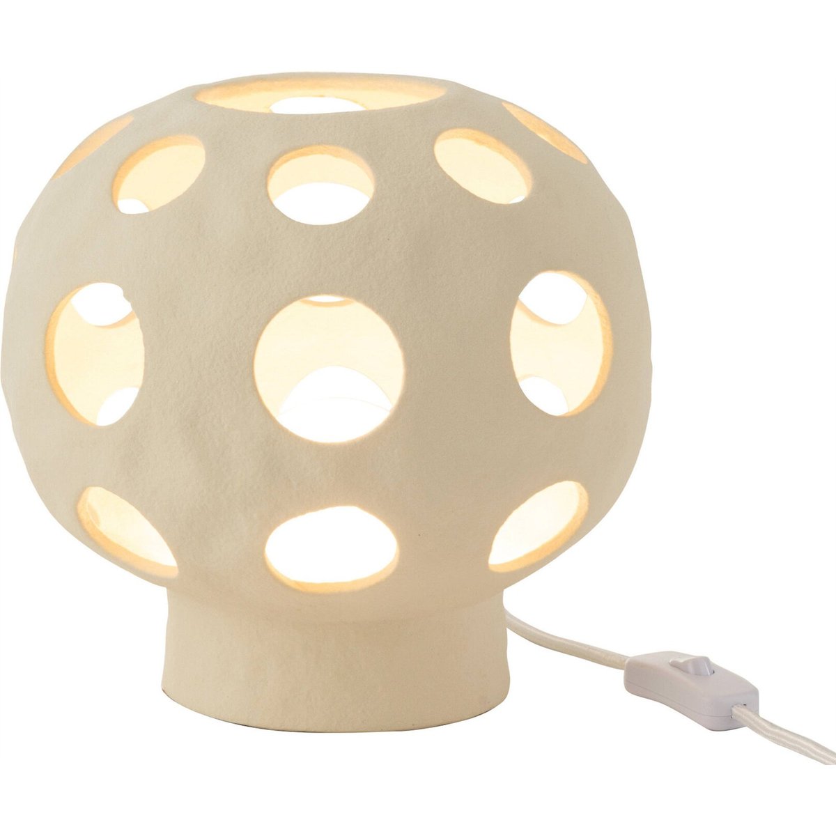 Lampe globe ronde en pierre ajourée beige pierre naturel doux, RECOLLECTION