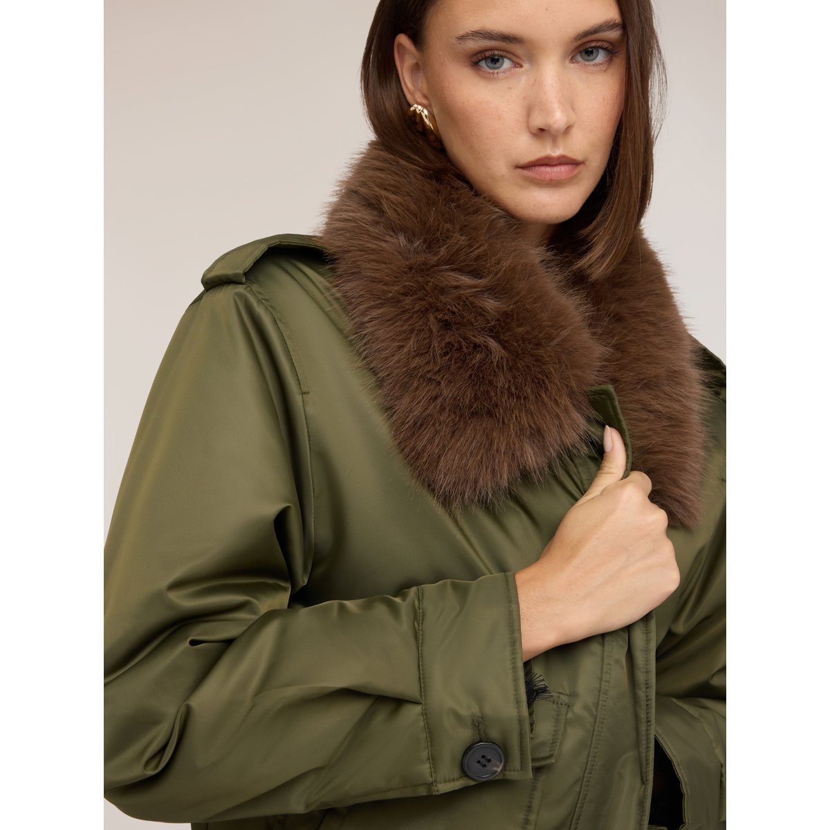 Blouson bombardier avec col amovible verde militare, MOTIVI