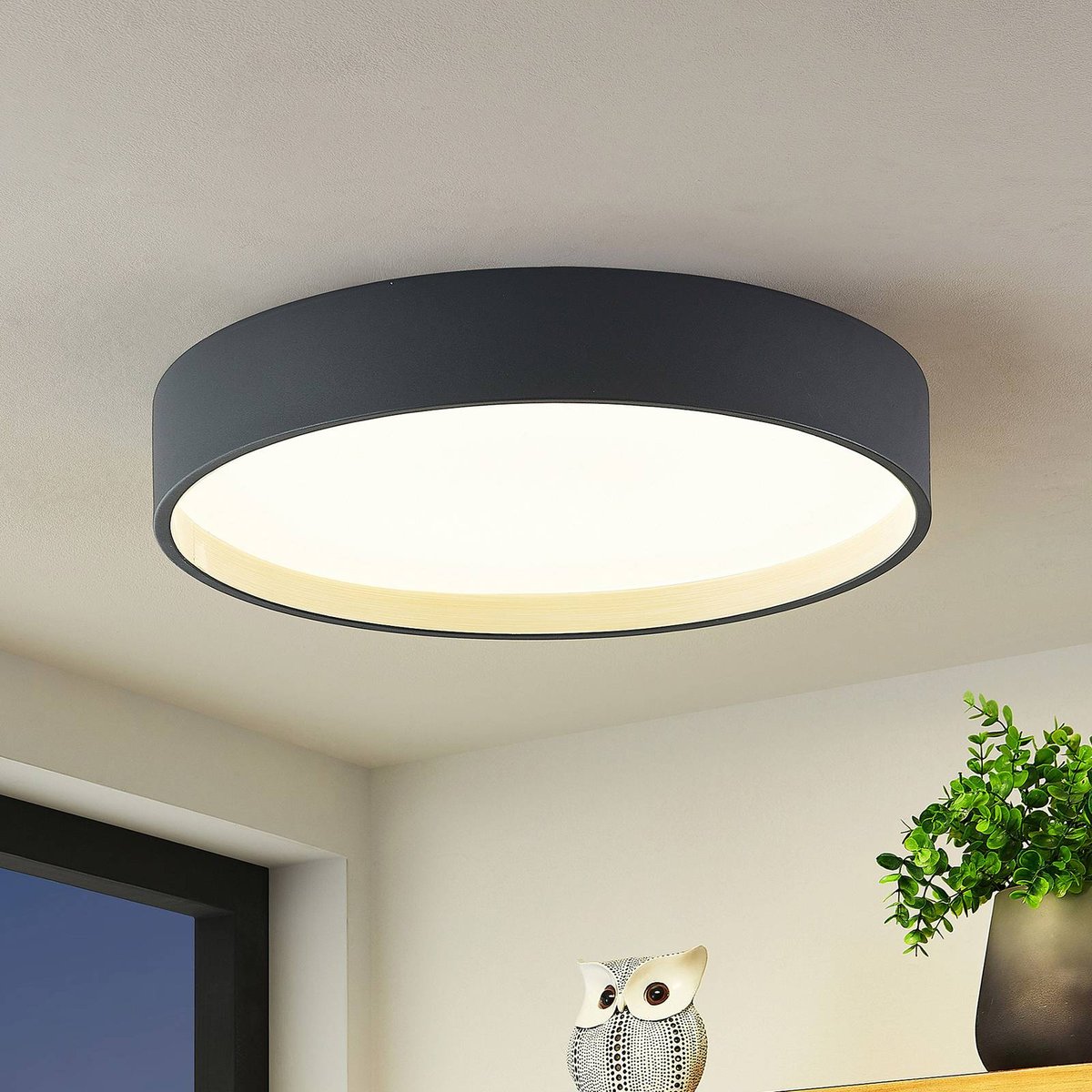 Plafonnier moderneLED, Todor anthracite, LINDBY