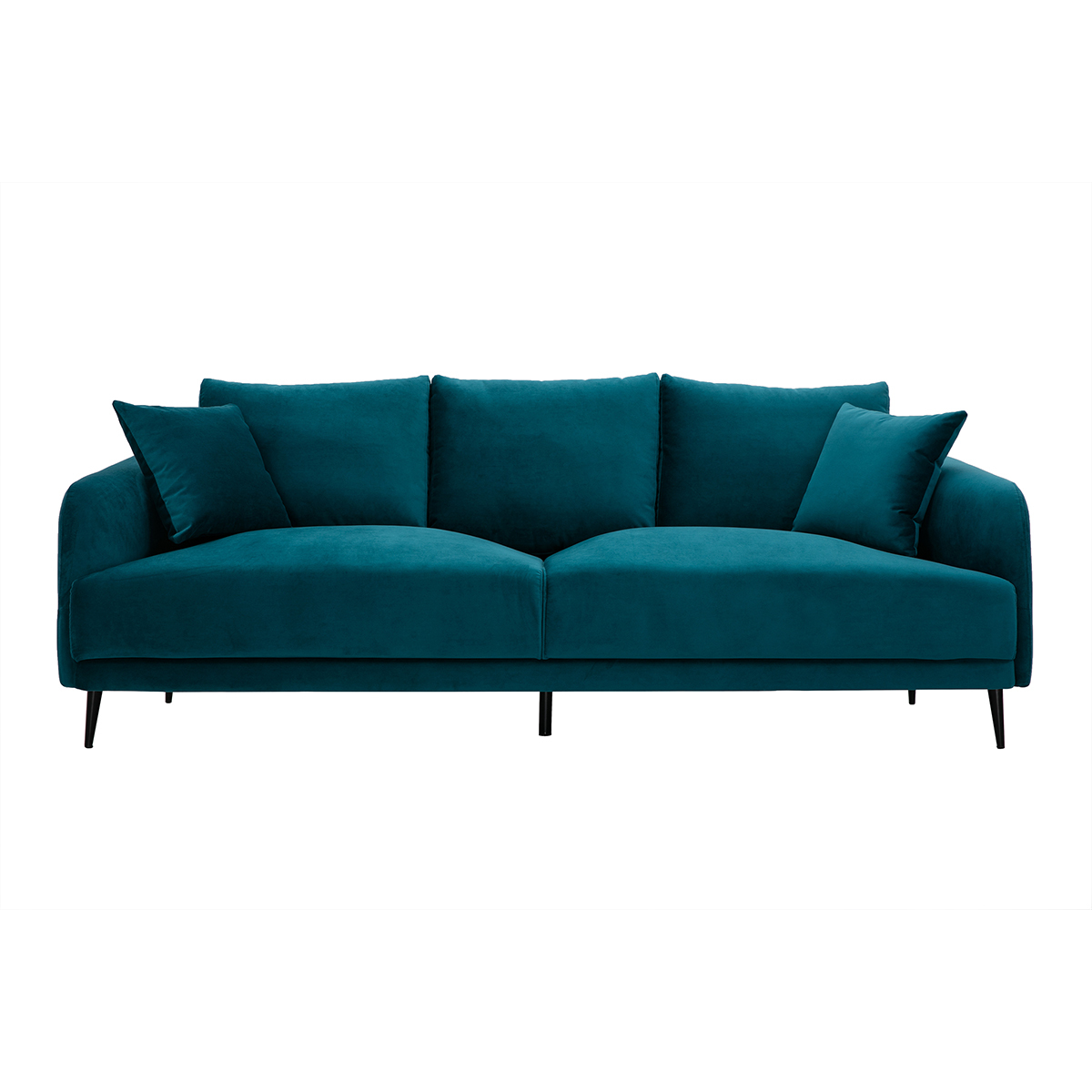 Canapé design 3 places en tissu velours JERRY bleu, MILIBOO