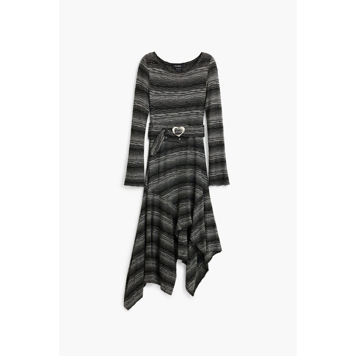 robe midi asymétrique en maille noir, DESIGUAL
