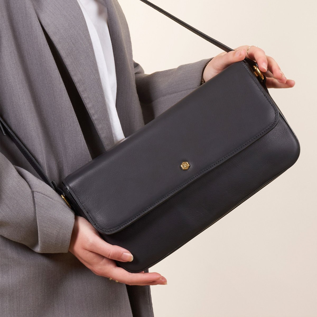 Sac baguette Hortense cuir noir, JULES & JENN
