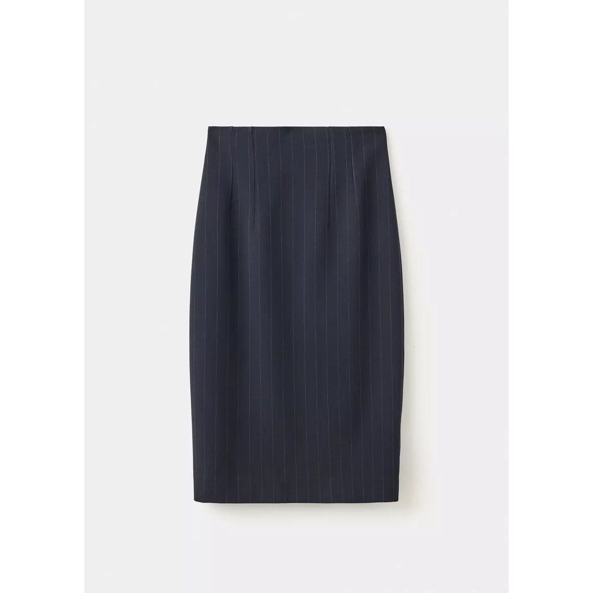 Jupe midi fines rayures bleu marine, MANGO
