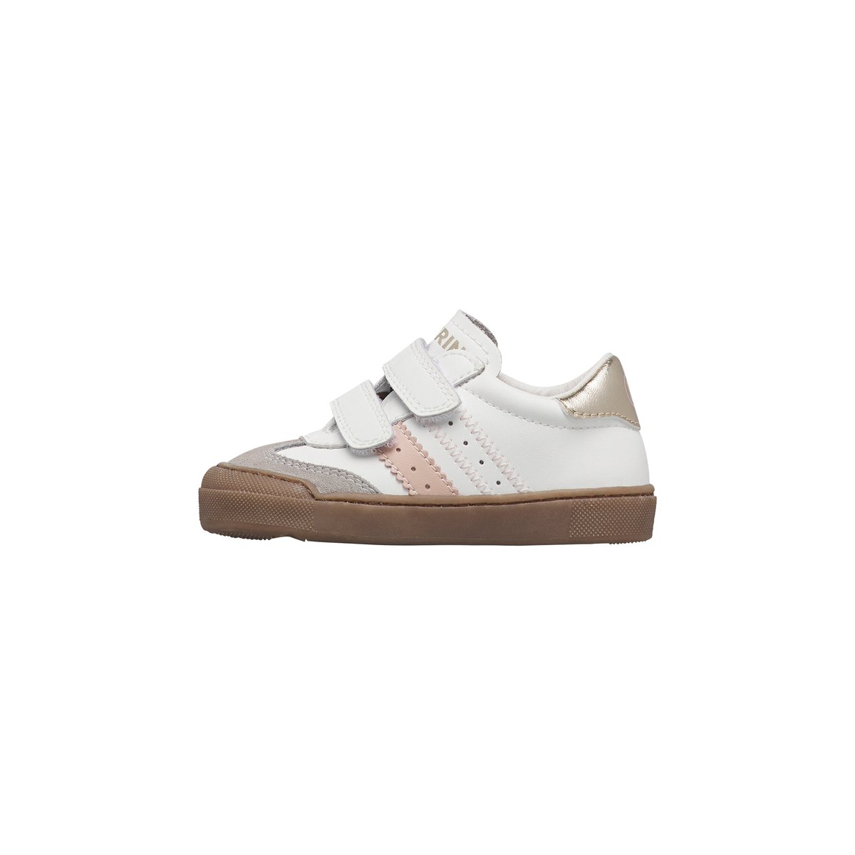 Sneakers en cuir et velours RIBY VL. blanc-gris-bleu, NATURINO