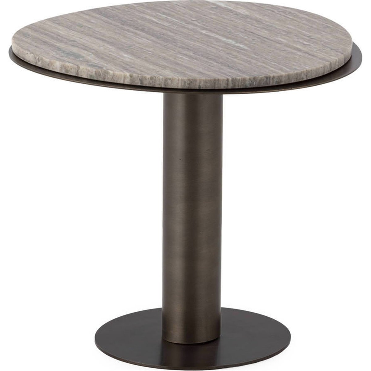 Table d'appoint ronde en marbre et métal gris et noir, RECOLLECTION