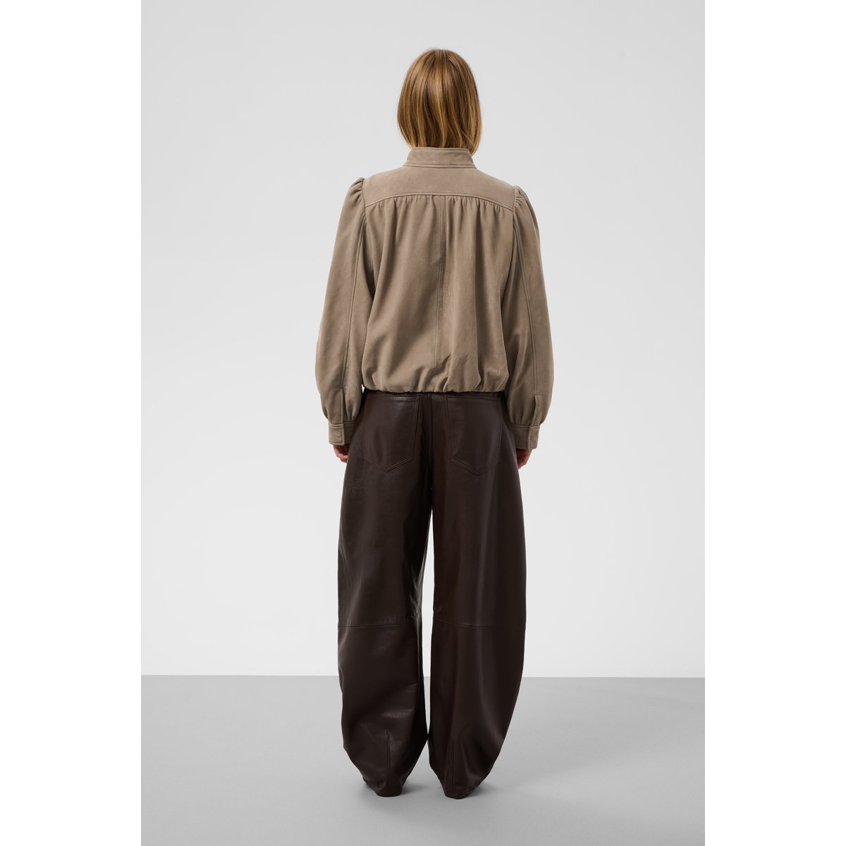 Veste en cuir marron walnut, SOAKED IN LUXURY
