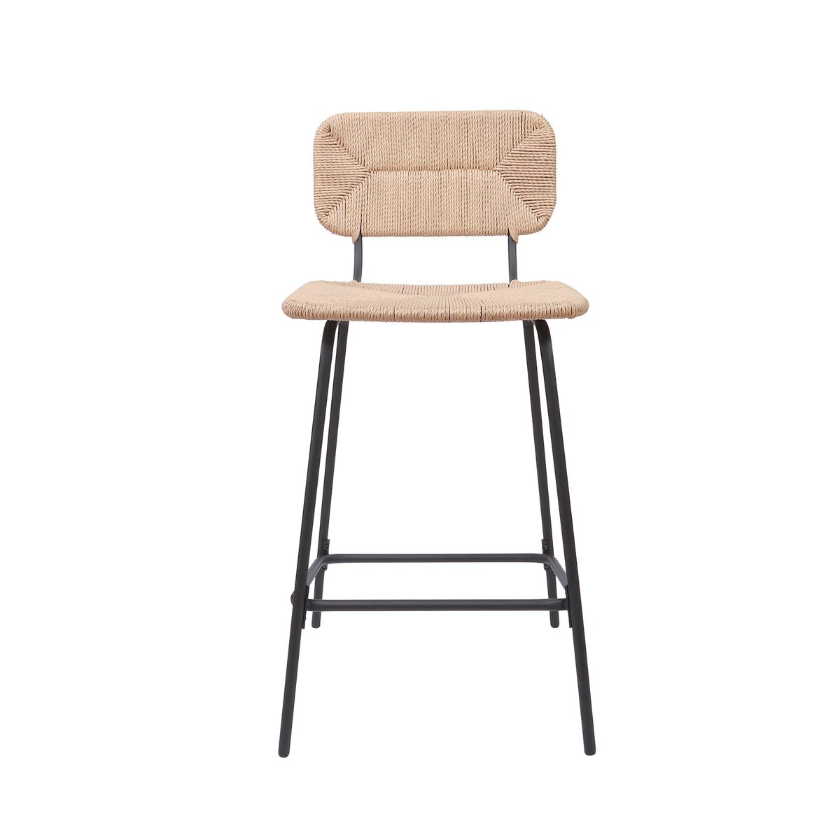 Lot de tabourets d'ilot et bar en métal et assise rotin 65cm NEMA|Lot de 8 | Lot de 8 naturel, MOB IN