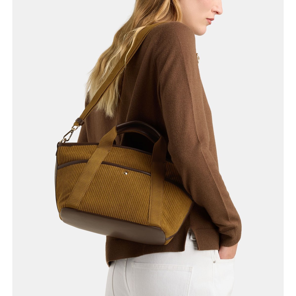 Sac à main maya velours kaki clair, GALERIES LAFAYETTE