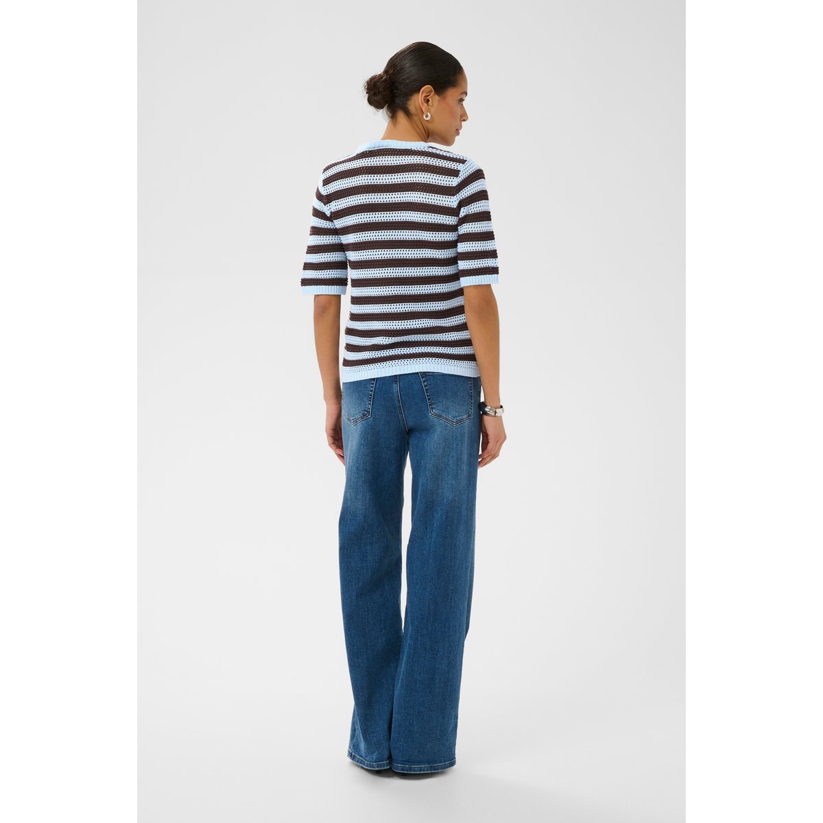 Pullover tricoté marron fudge, nantucket breeze stripe, KAFFE