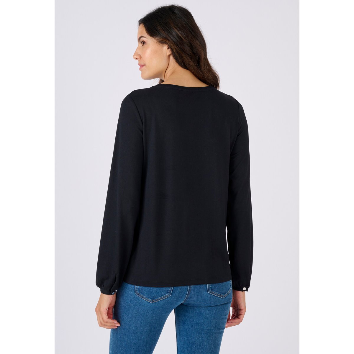 T-shirt maille chaude col fantaisie noir, DAMART