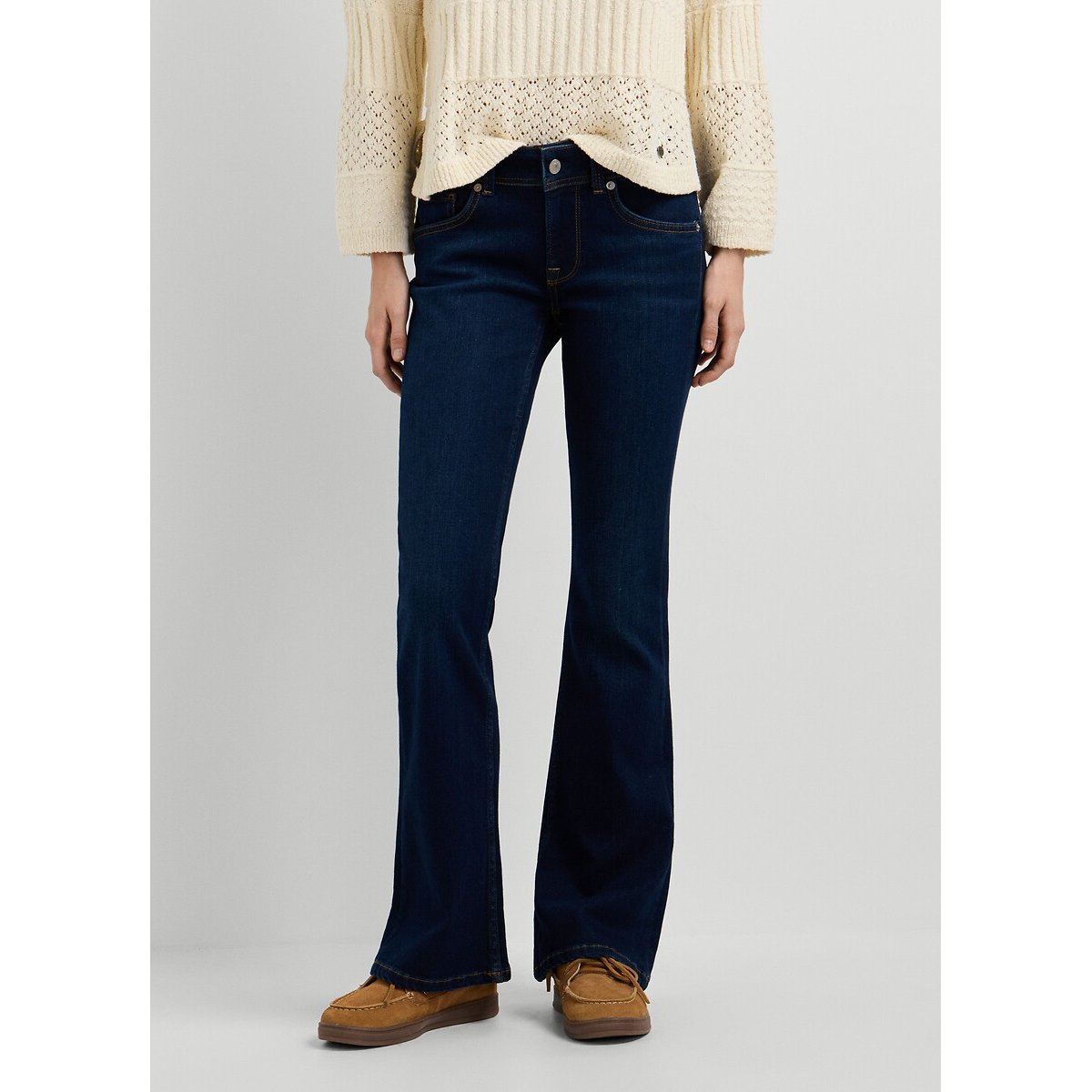Jean flare, taille basse, Pimlico dark indigo powerflex, PEPE JEANS
