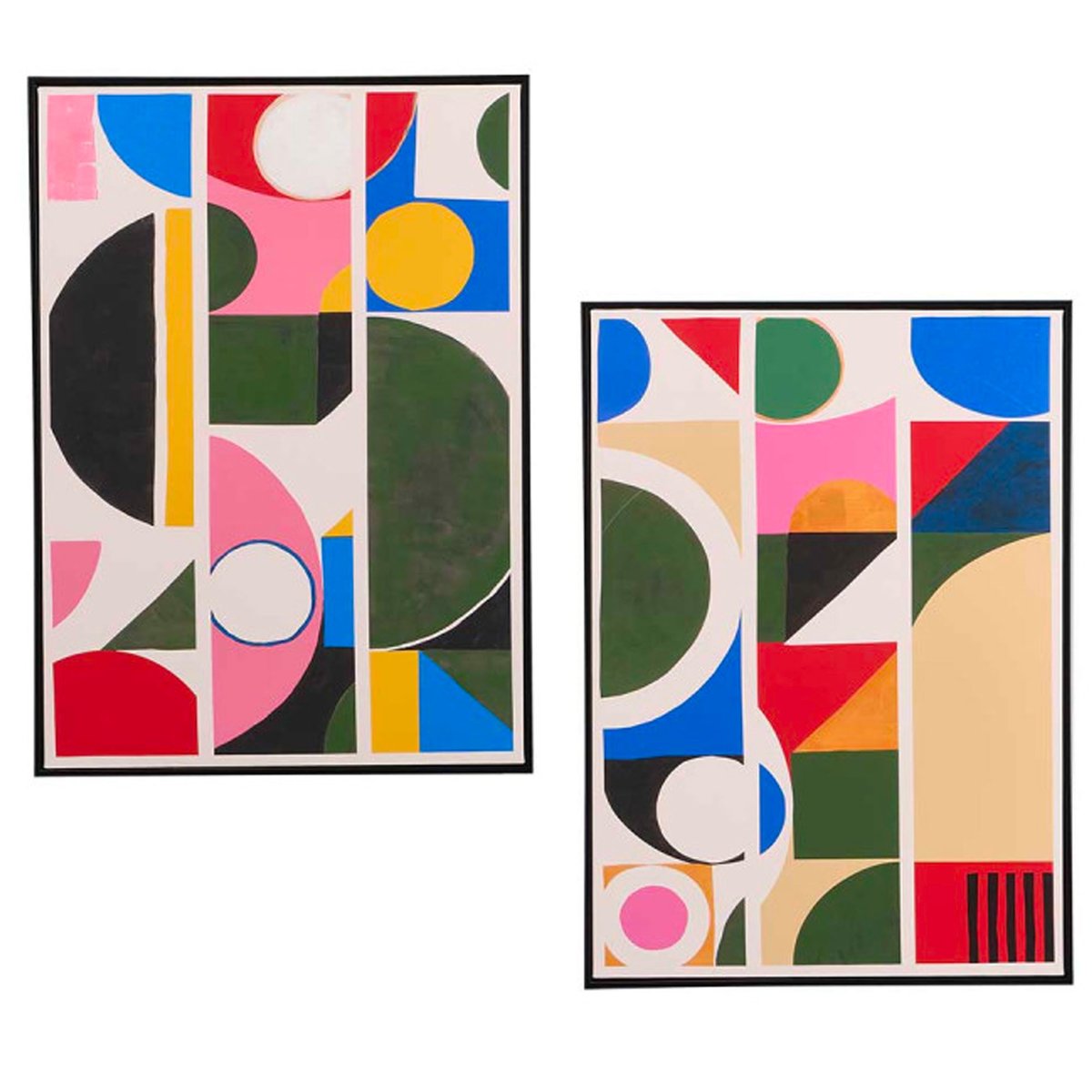 Set de 2 cadres décoratifs abstraits 50x70cm multicolore, WADIGA