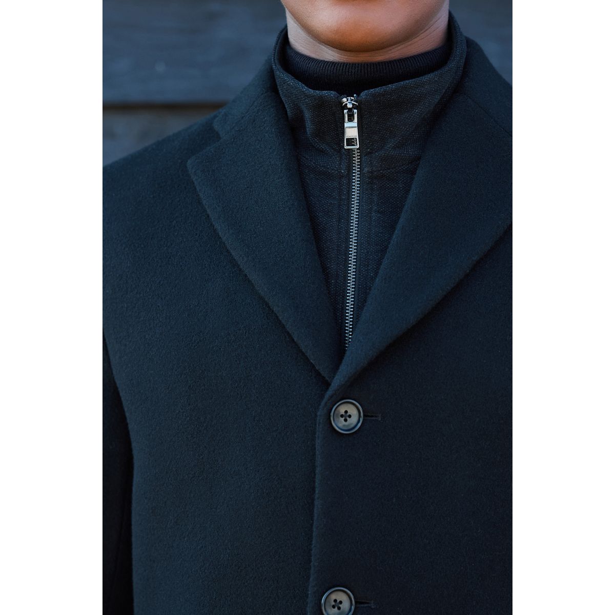 Manteau matelassé à col cheminée noir, NEXT