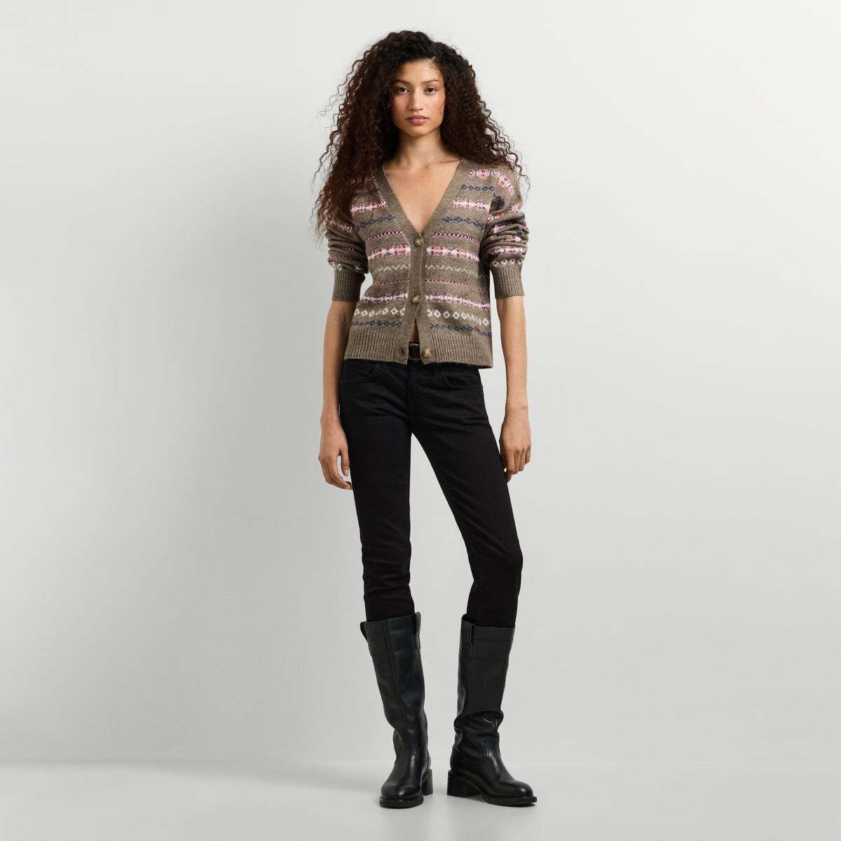 Cardigan En Maille À Col V vert gamme, PEPE JEANS
