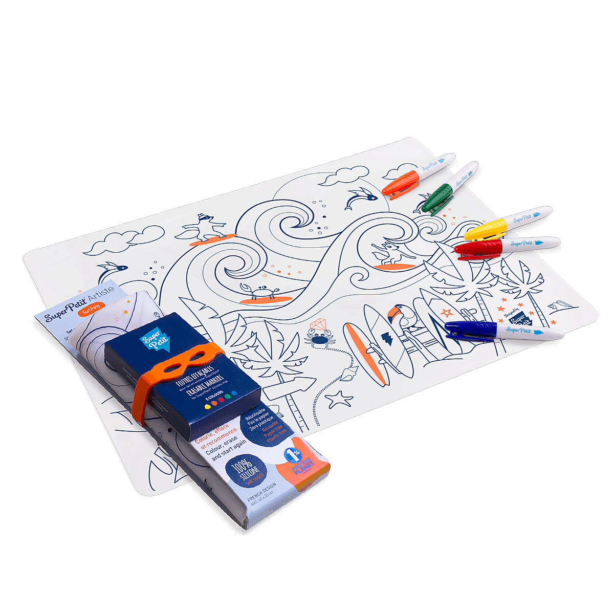 set en silicone a colorier Surf Party couleur unique, SUPER PETIT