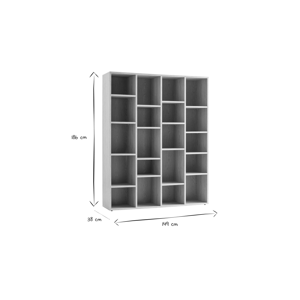 Bibliothèque design en bois L149 cm RYTHM chêne clair, MILIBOO