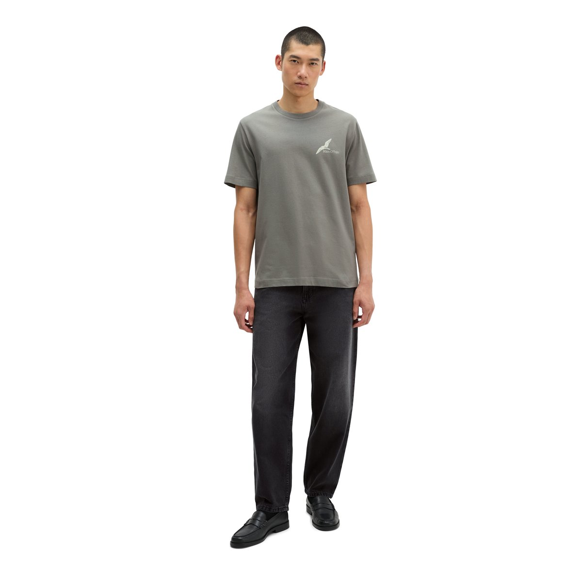 T-shirt regular en coton bio régénéré gris, MARC O'POLO