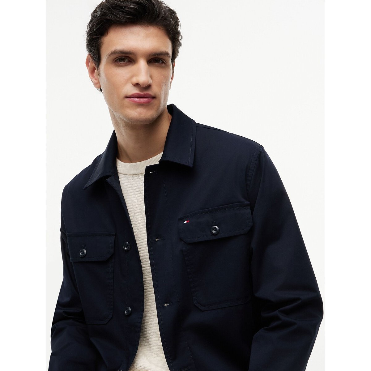 Cotton Buttoned Shacket navy blue, TOMMY HILFIGER