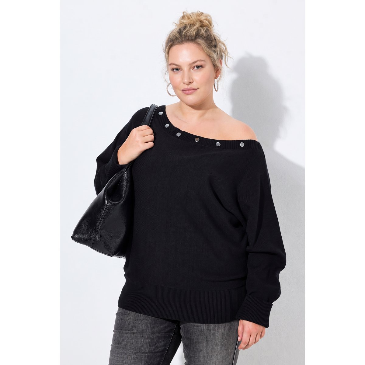 Pull encolure bateau noir, ULLA POPKEN