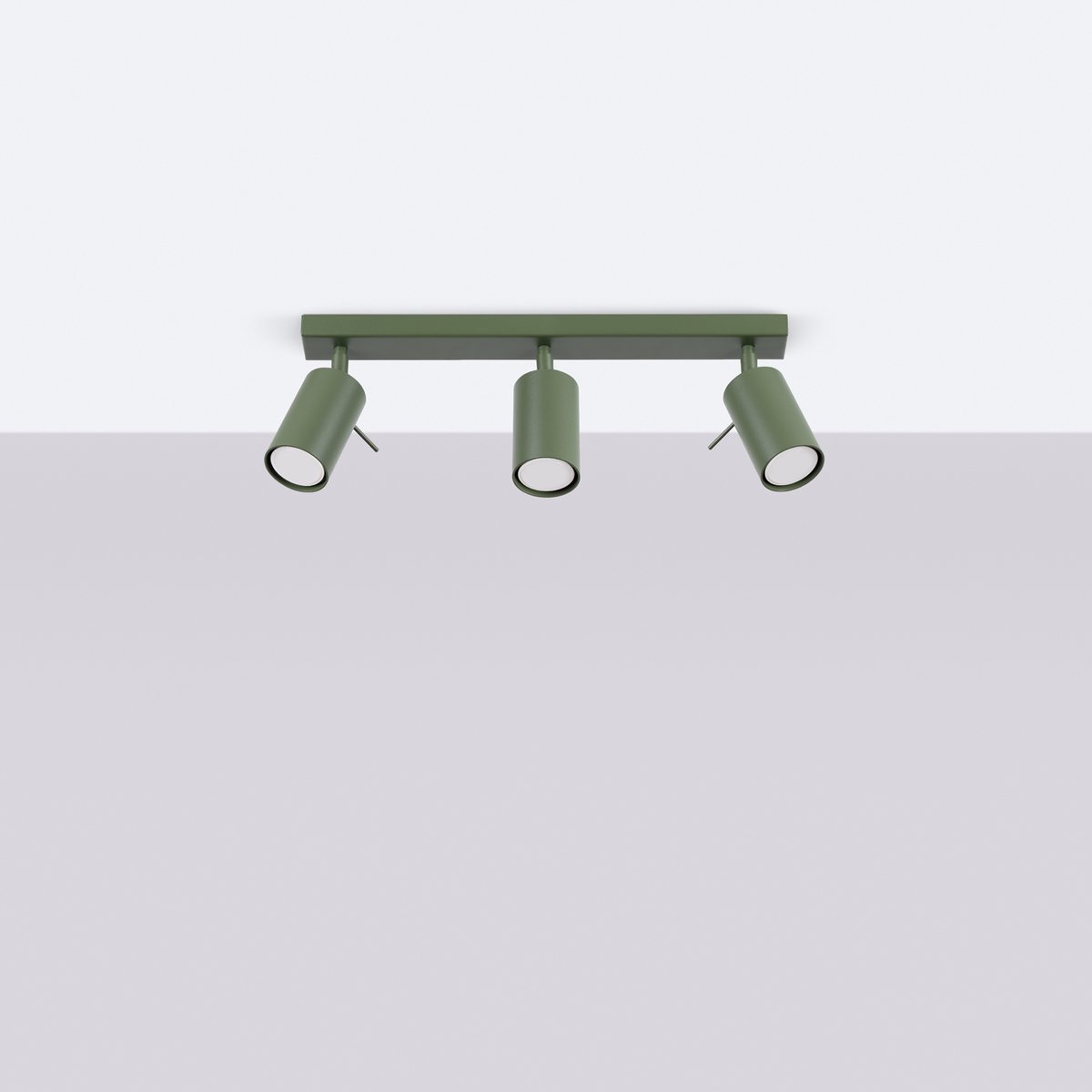 Plafonnier Acier Vert Olive GU10 3 Ring Line vert, EDEN