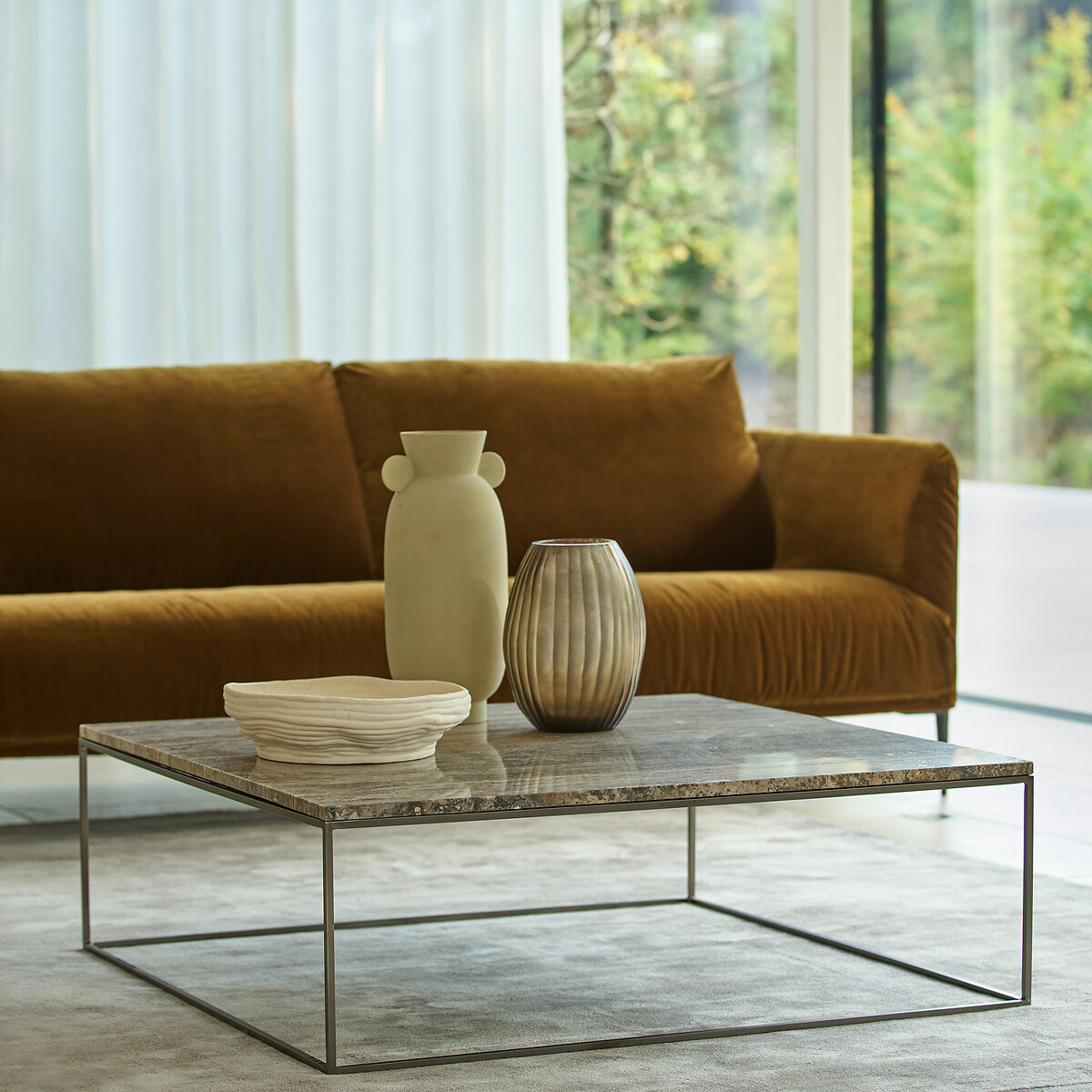 Couchtisch Mahaut mit Travertinplatte travertin grau, AM.PM