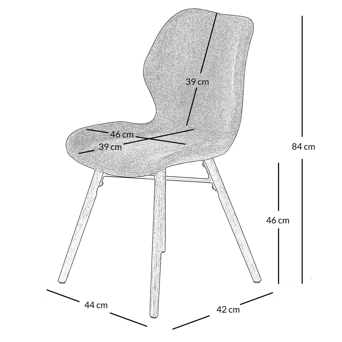 Chaise noire noir carbone, ZAGO