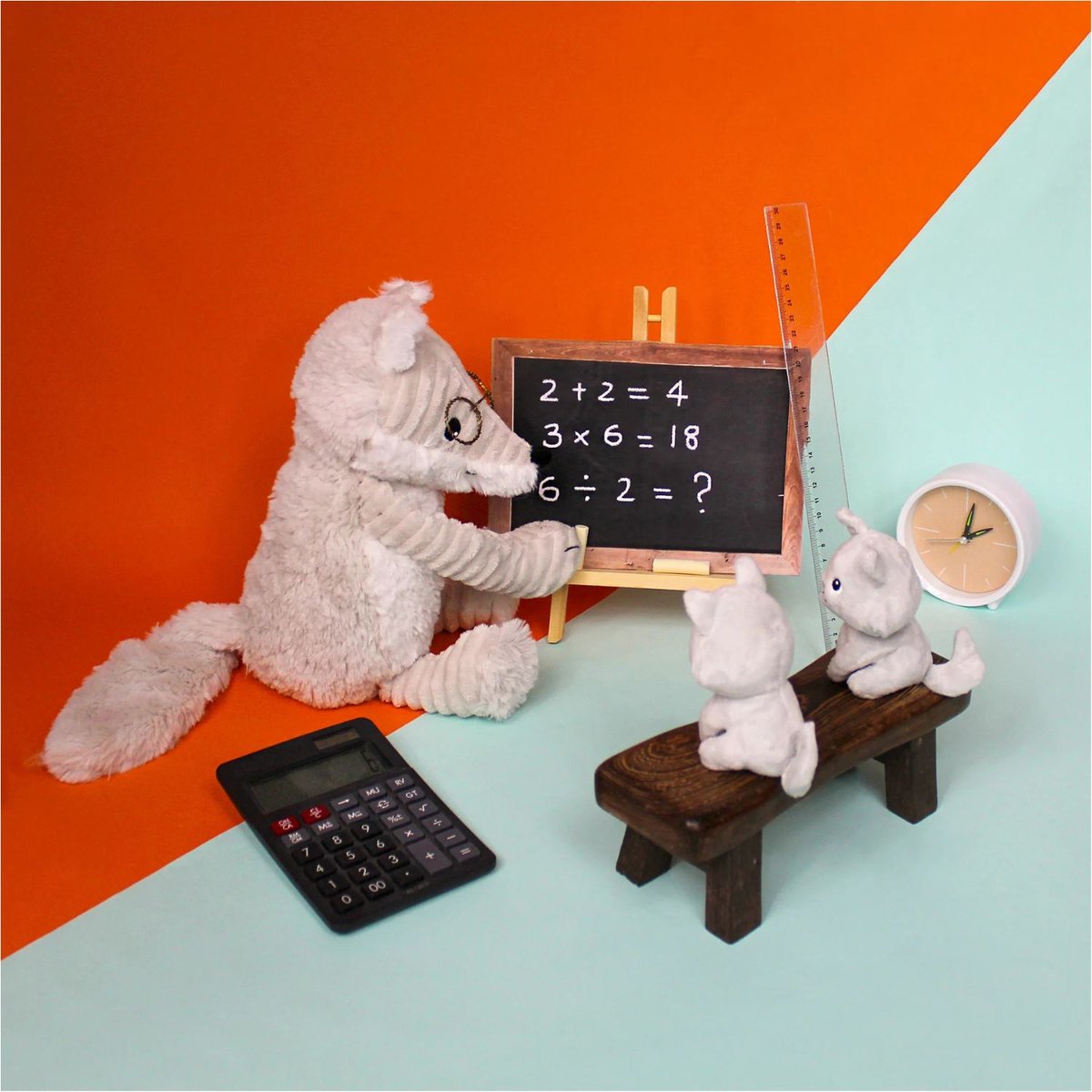 Peluche Frimou maman et bébé gris, blanc, LES DEGLINGOS