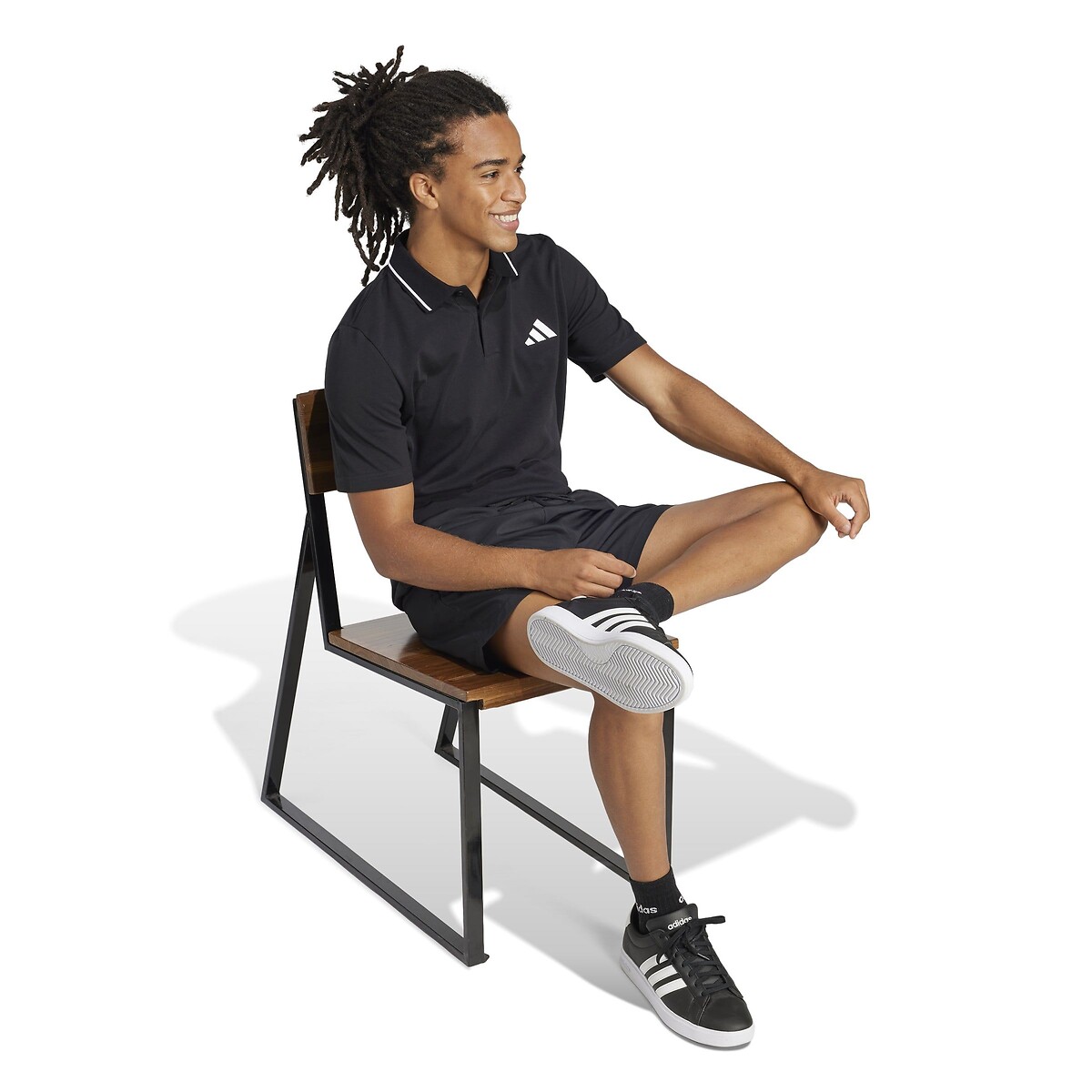 Polo en piqué petit logo Essentials noir, ADIDAS SPORTSWEAR