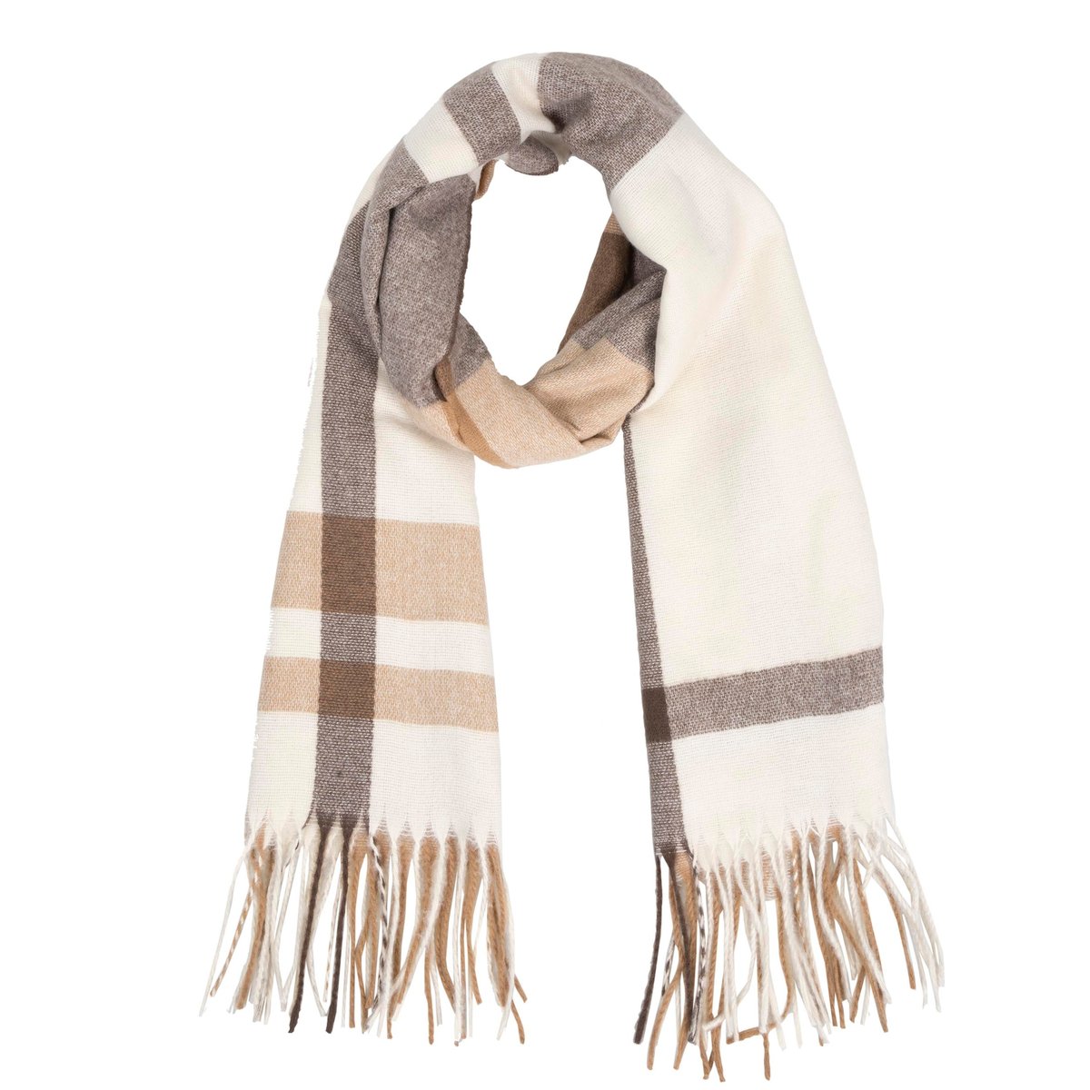 Echarpe ultra douce, chaude, très confortable, 50x200 cm beige/marron, ISOTONER