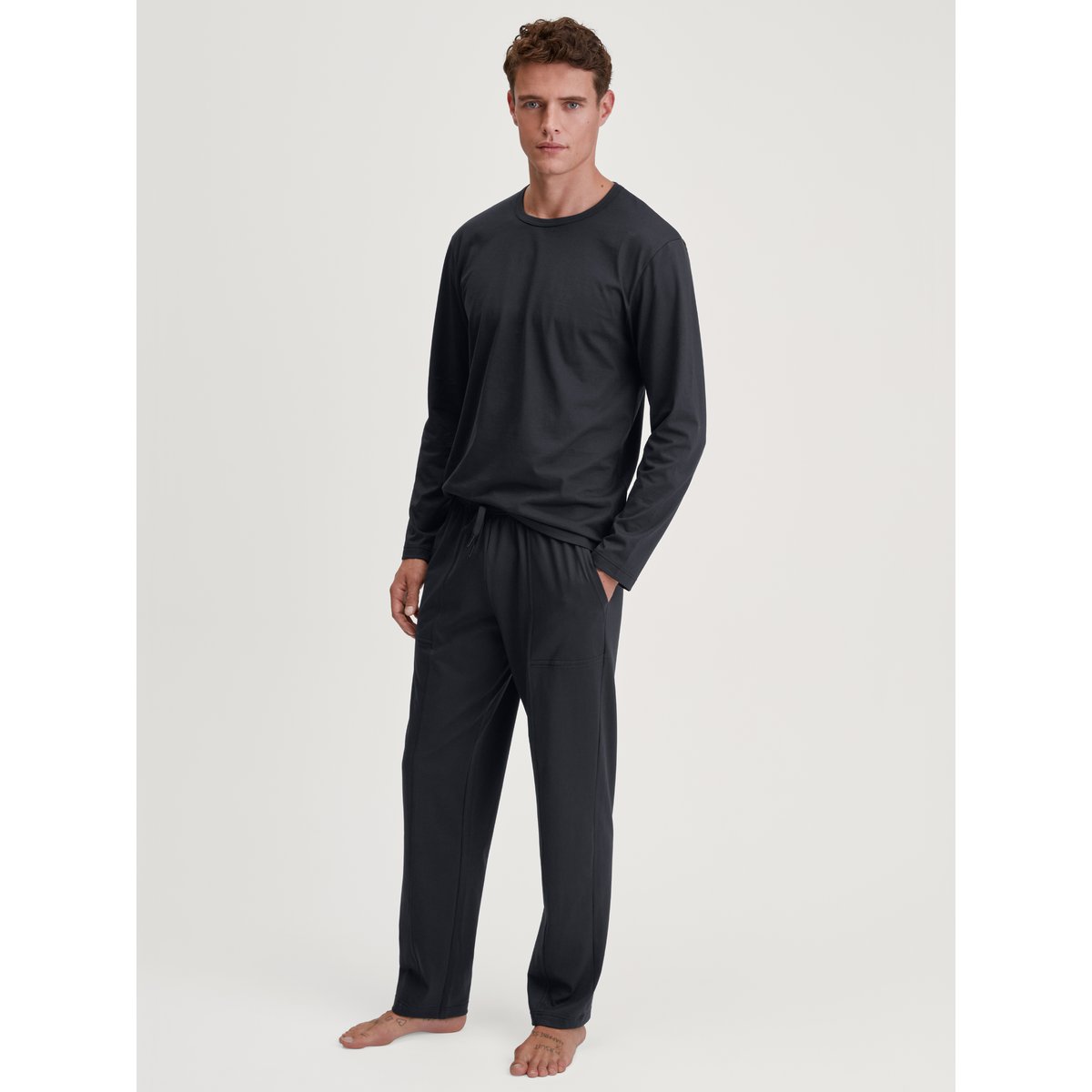 T-shirt à manches longues manches longues Coton RMX SLEEP HOLIDAY noir, CALIDA