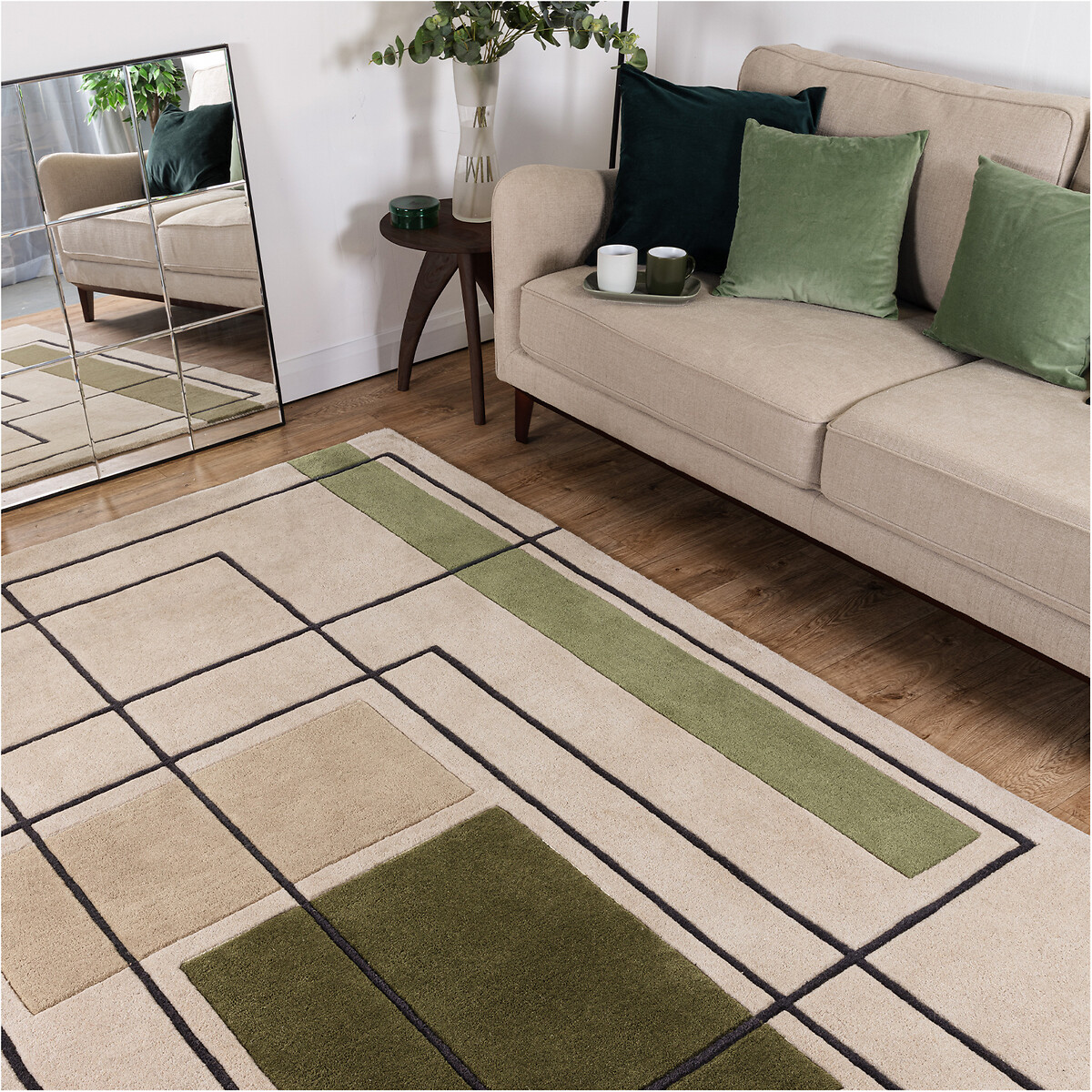 Bold Outline Rug in 100% Wool khaki, ÉDITÉ