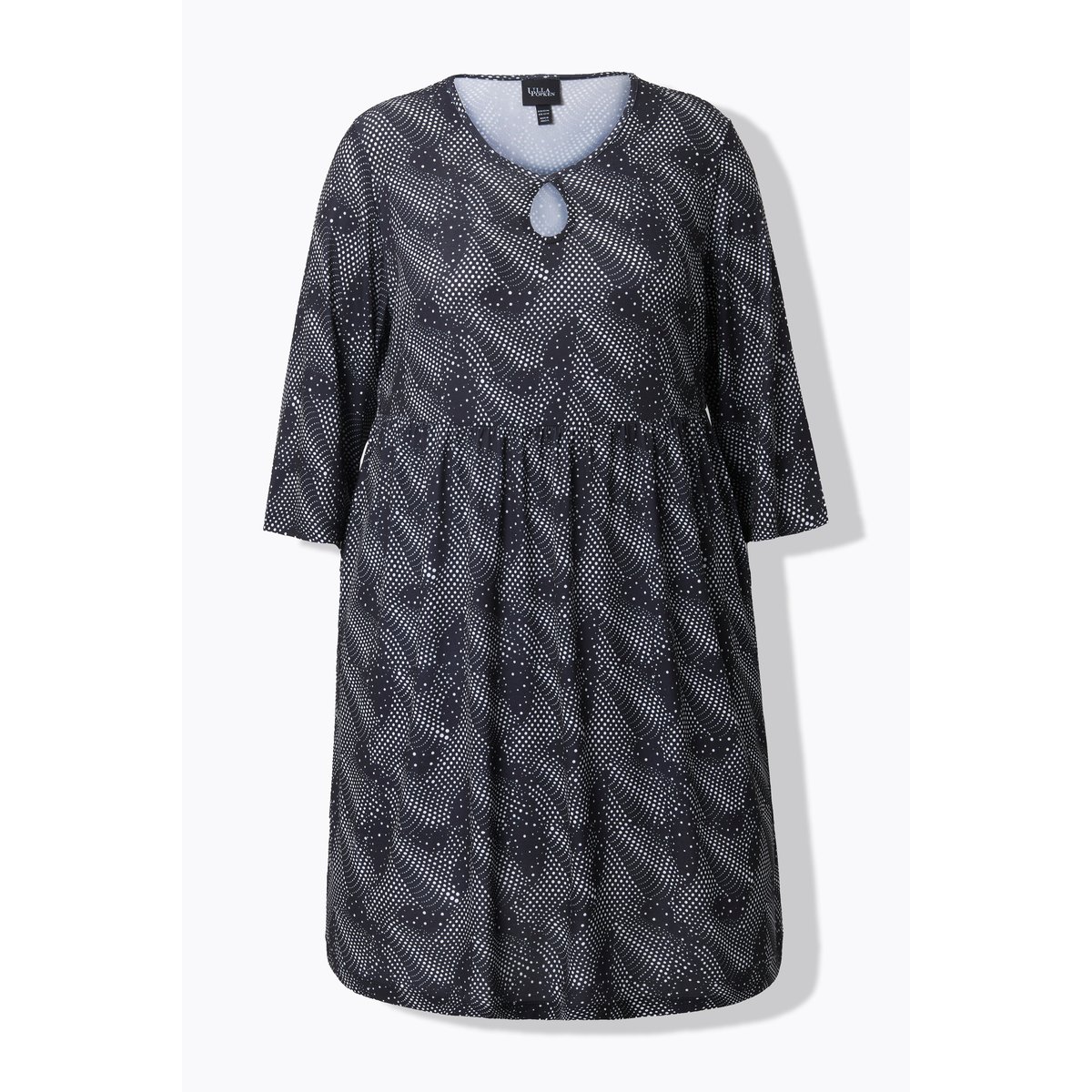 T-shirt long avec imprimé graphique noir, ULLA POPKEN