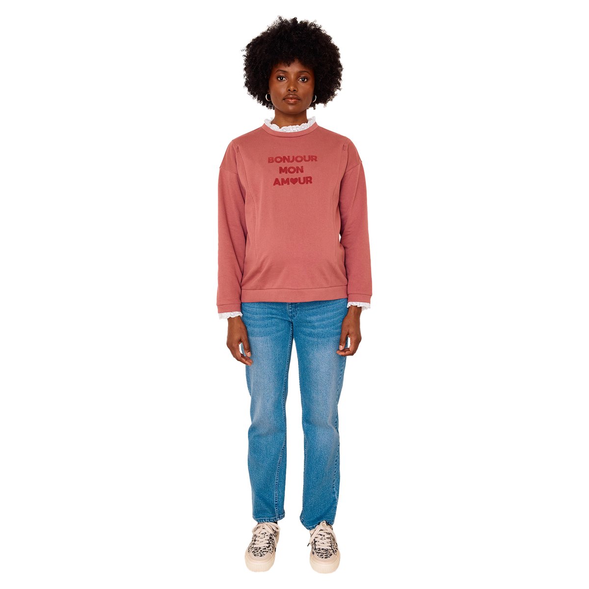 Sweat de grossesse et d'allaitement vieux rose, VERTBAUDET