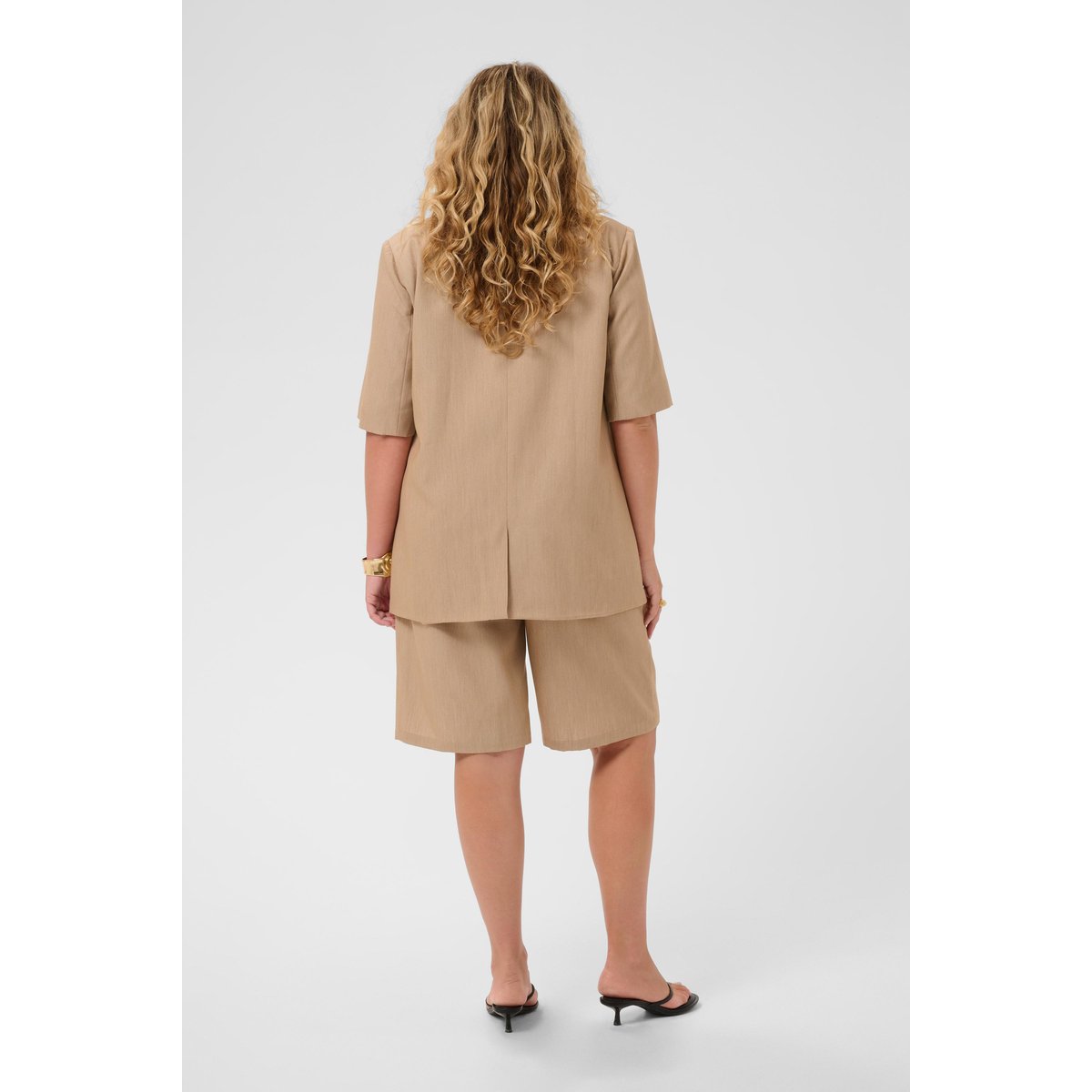 Blazer beige chinchilla melange cc, KAFFE CURVE