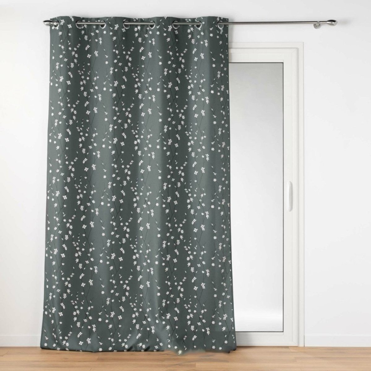 Rideau à œillets 140x260 Sakura anthracite gris foncé, DECORATIE